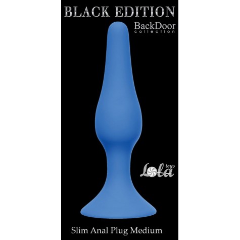 Синяя анальная пробка Slim Anal Plug Medium - 11,5 см.