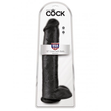 Чёрный фаллоимитатор-гигант 15" Cock with Balls - 40,6 см.