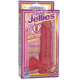 Розовый фаллос на присоске Crystal Jellies 8" Ballsy Cocks with Suction Cup - 22 см.