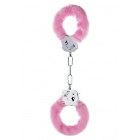 Розовые меховые наручники с ключами