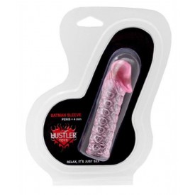 Розовая закрытая насадка на пенис BATMAN SLEEVE - 11,7 см.