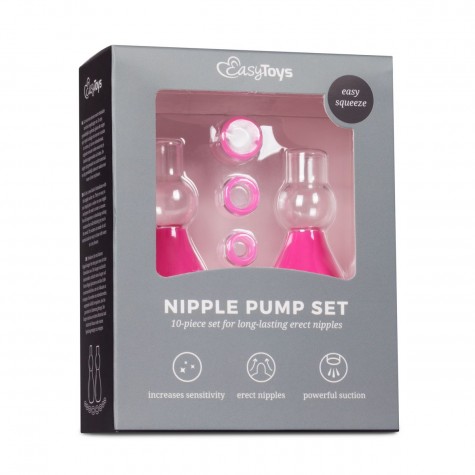 Розовые вакуумные стимуляторы для сосков Nipple Pump Set